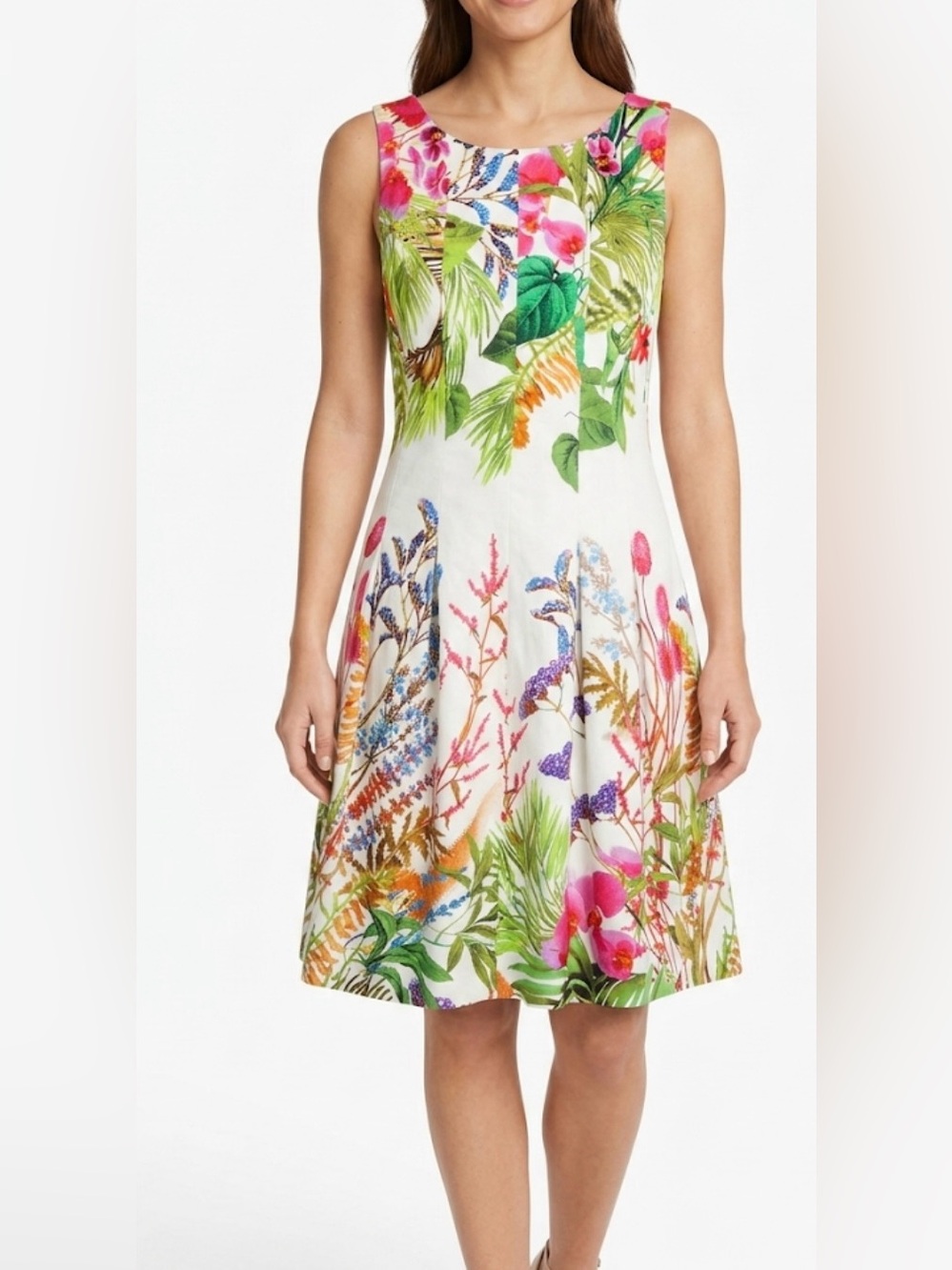 Zara Basic Tropical Floral Fit & Flare Mini Dress Size XS